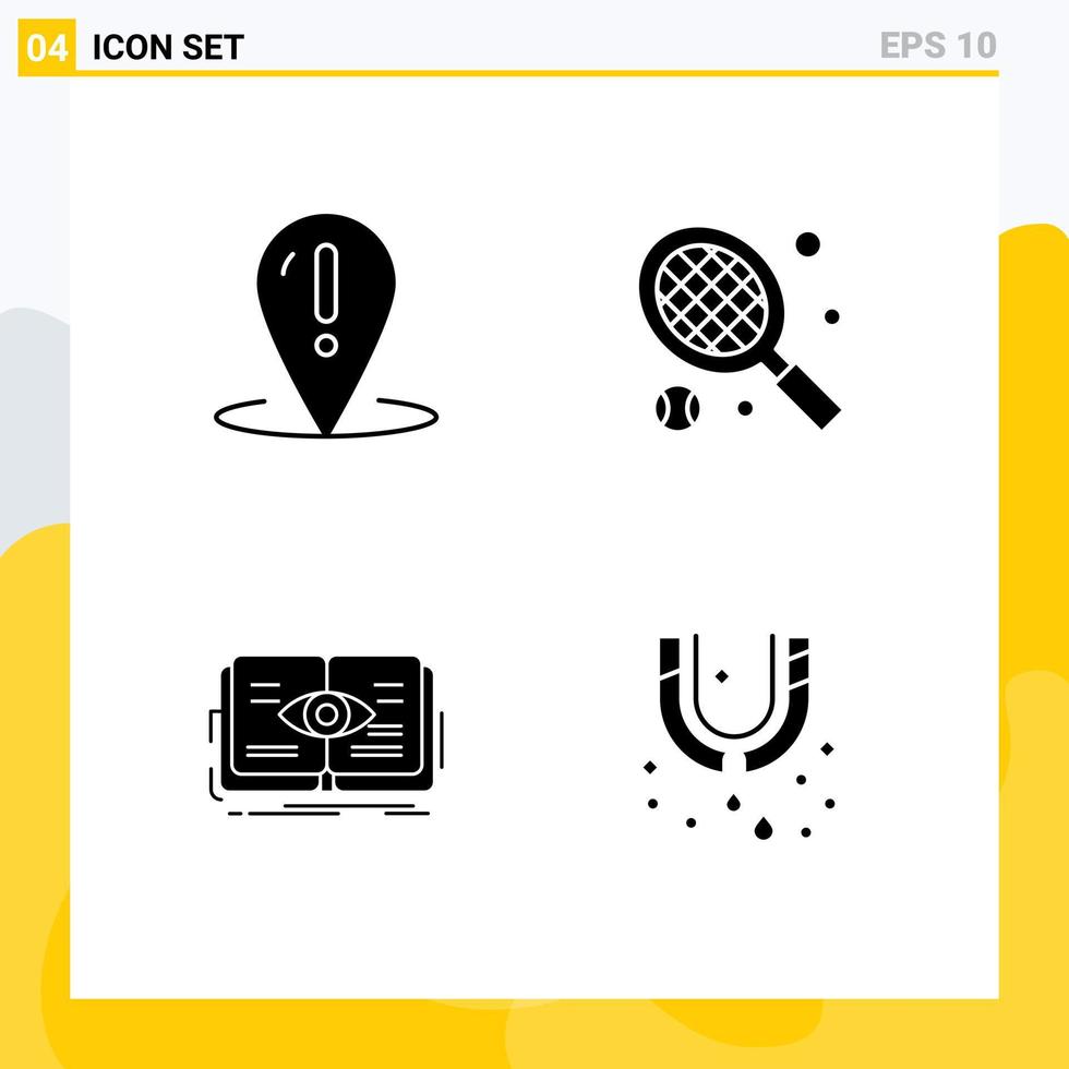 ensemble de 4 symboles d'icônes d'interface utilisateur modernes signes d'aide livre point sport vue éléments de conception vectoriels modifiables vecteur