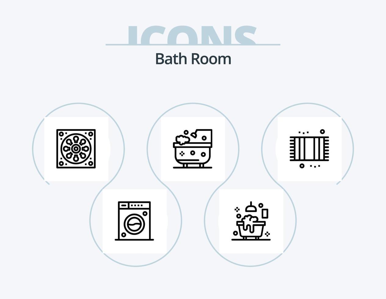 pack d'icônes de ligne de salle de bain 5 conception d'icônes. bain. bulles. douche. bain. poubelle vecteur
