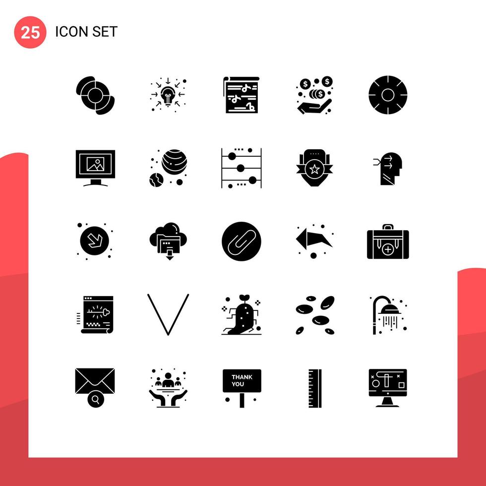 interface mobile glyphe solide ensemble de 25 pictogrammes de fruits aliments frais de marketing multimédia commission éléments de conception vectoriels modifiables vecteur