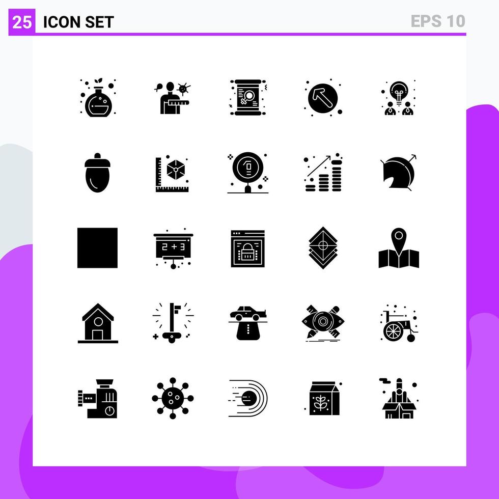 interface mobile glyphe solide ensemble de 25 pictogrammes de conception flèche de pointeur de jour gauche éléments de conception vectoriels modifiables vecteur
