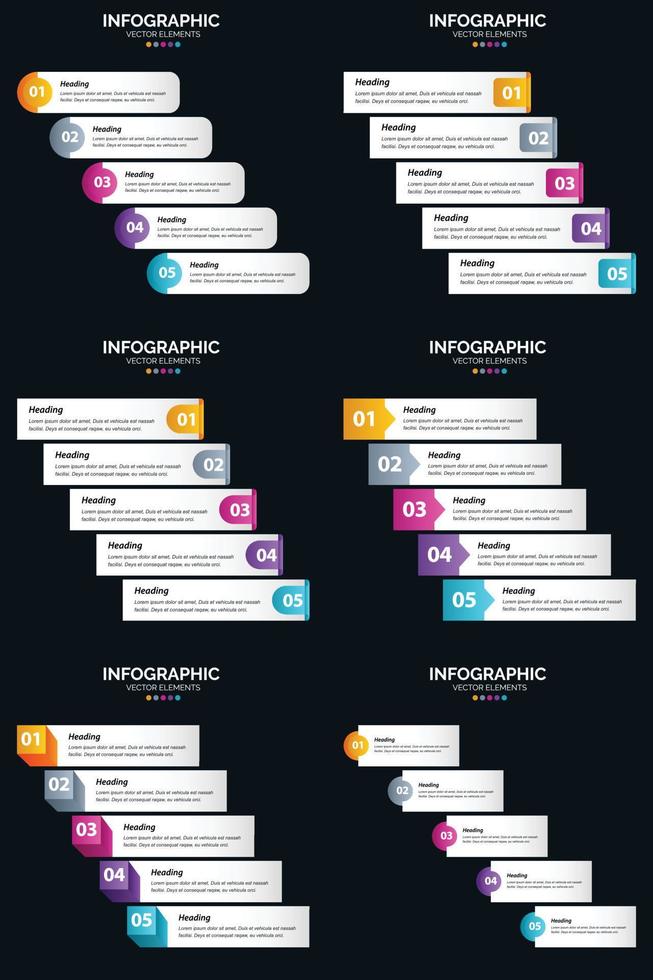 créez des présentations attrayantes avec notre pack d'infographies vectorielles 6 vecteur