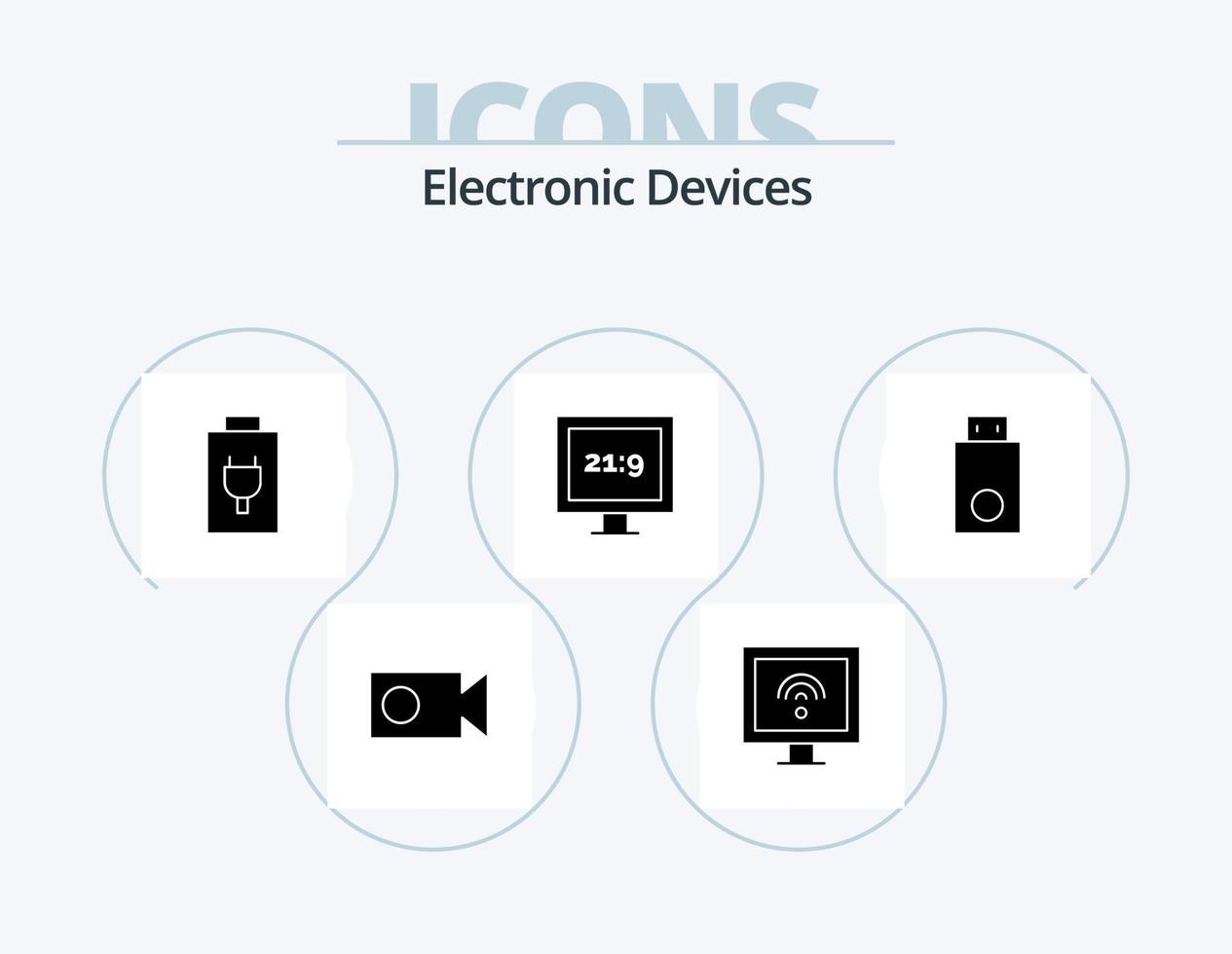 dispositifs glyphe icône pack 5 conception d'icônes. technologie. électronique. charge. dongle. la télé vecteur