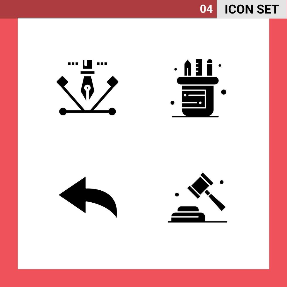 ensemble de 4 glyphes solides vectoriels sur la grille pour les œuvres d'art politique stylo outil fournit des éléments de conception vectoriels modifiables de la campagne vecteur