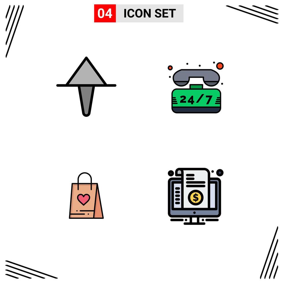 pack d'icônes vectorielles stock de 4 signes et symboles de ligne pour les éléments de conception vectoriels modifiables de la facture de temps d'aide de cadeau de flèche vecteur