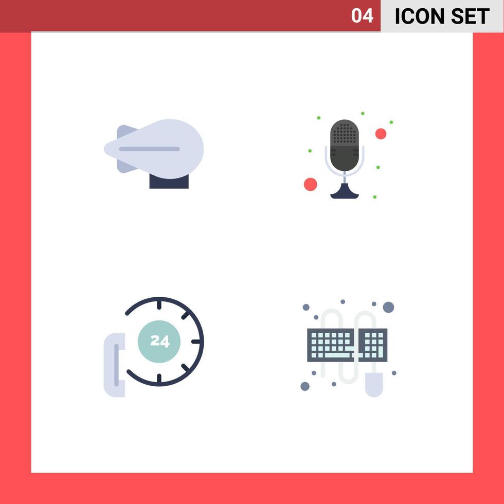 symboles d'icônes universels groupe de 4 icônes plates modernes de communication de dirigeable microphone parler aide éléments de conception vectoriels modifiables vecteur