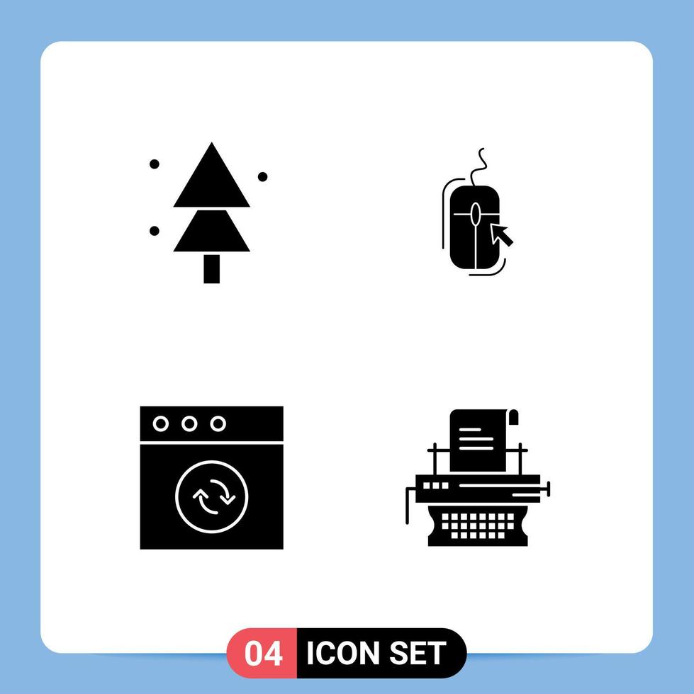 ensemble de 4 symboles d'icônes d'interface utilisateur modernes signes pour la synchronisation internet de l'arbre de l'application forestière éléments de conception vectoriels modifiables vecteur