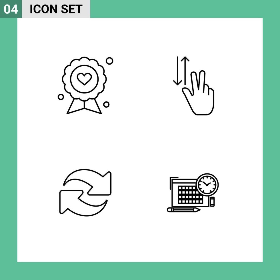 ensemble de 4 symboles d'icônes d'interface utilisateur modernes signes pour badge vers le bas gestes de la fête des pères recharger des éléments de conception vectoriels modifiables vecteur