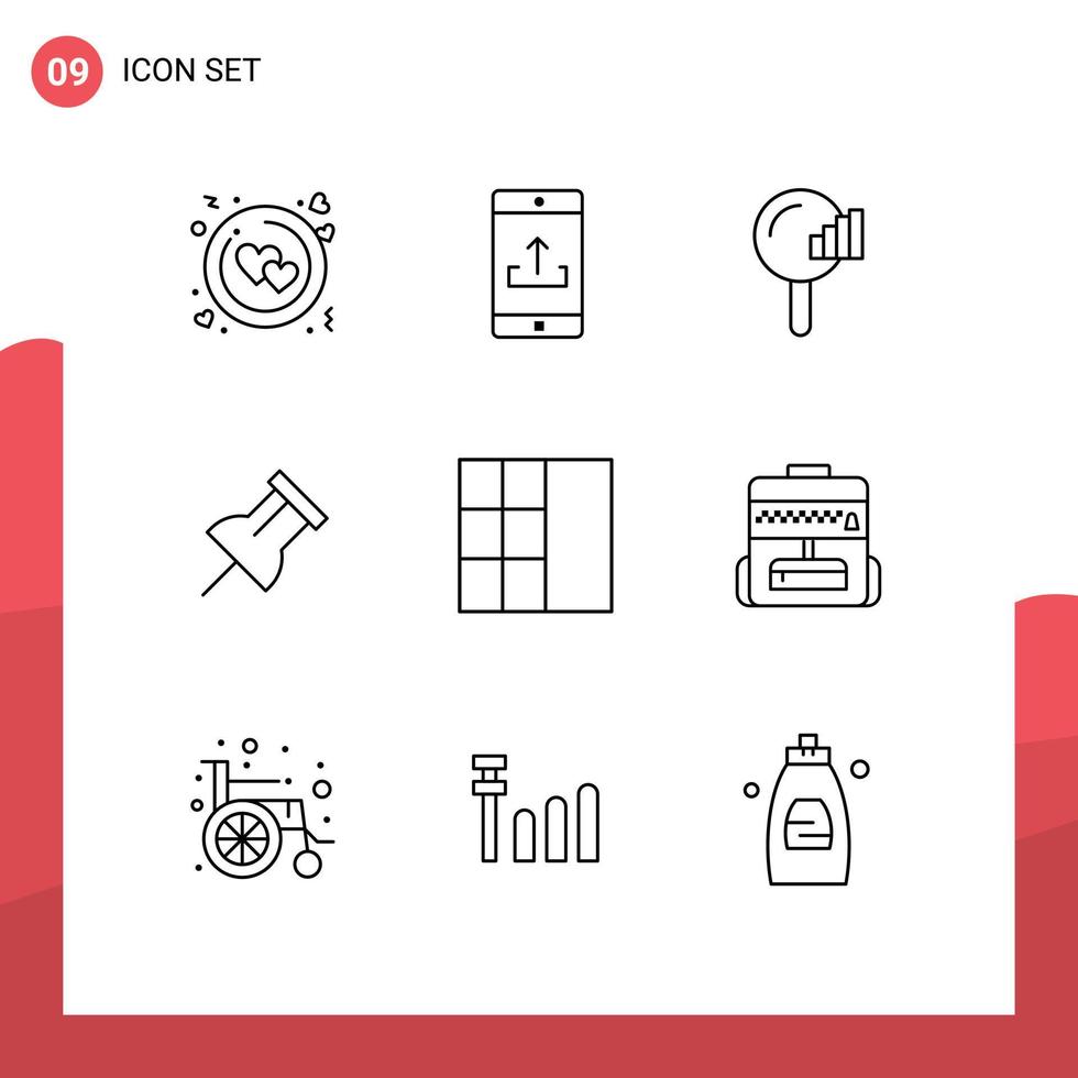 pack d'icônes vectorielles stock de 9 signes et symboles de ligne pour le rappel filaire télécharger le signal de broche éléments de conception vectoriels modifiables vecteur