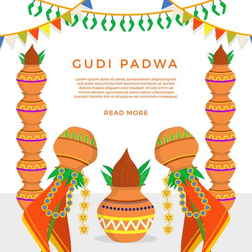 Illustration vectorielle de plat Gudi Padwa vecteur