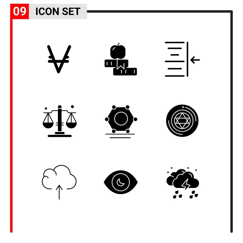 9 icônes créatives signes et symboles modernes d'éléments de conception vectoriels modifiables d'équilibre de droit universitaire numérique super connecté vecteur