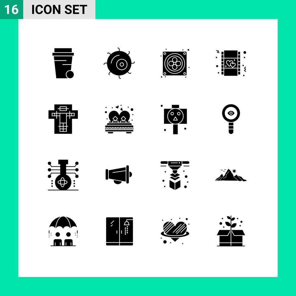 16 icônes créatives signes et symboles modernes de peine décapiter matériel mort film éléments de conception vectoriels modifiables vecteur