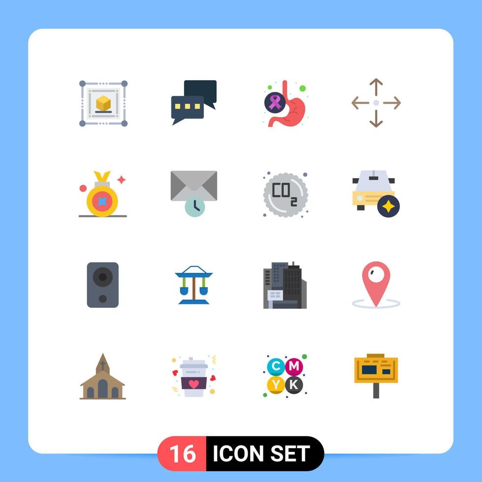 16 pack de couleurs plates de l'interface utilisateur de signes et symboles modernes du prix du badge prix de la santé du badge développer le pack modifiable d'éléments de conception de vecteur créatif