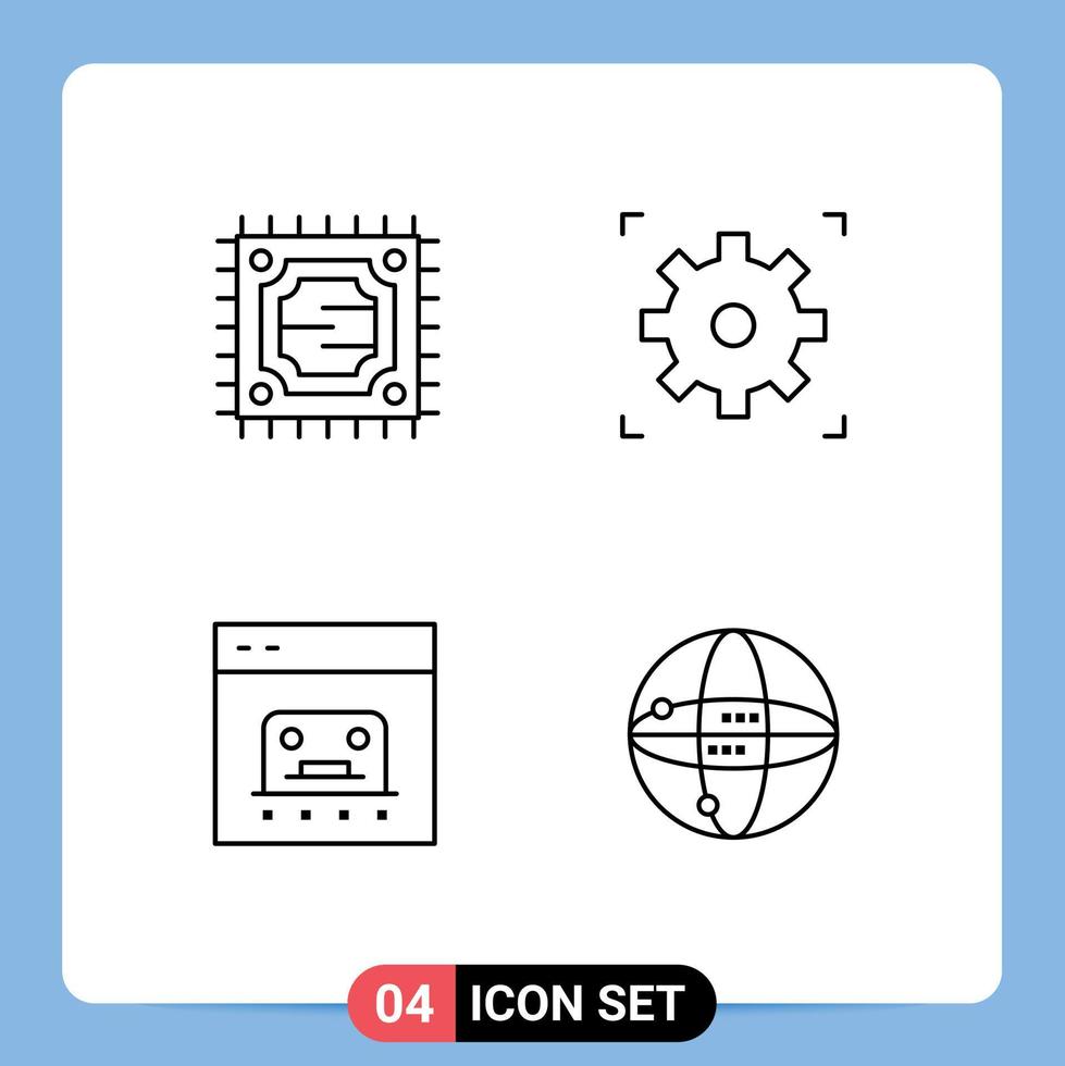 4 icônes créatives signes et symboles modernes des éléments de conception vectoriels modifiables du monde de la banque de cinéma en ligne cpu vecteur