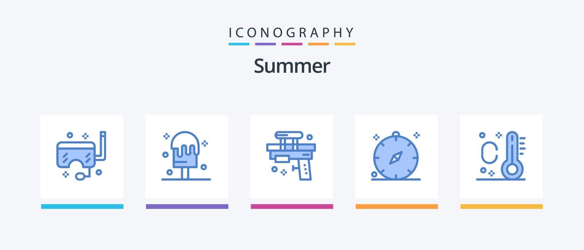 pack d'icônes été bleu 5, y compris l'été. vacances. amusant. direction. eau. conception d'icônes créatives vecteur