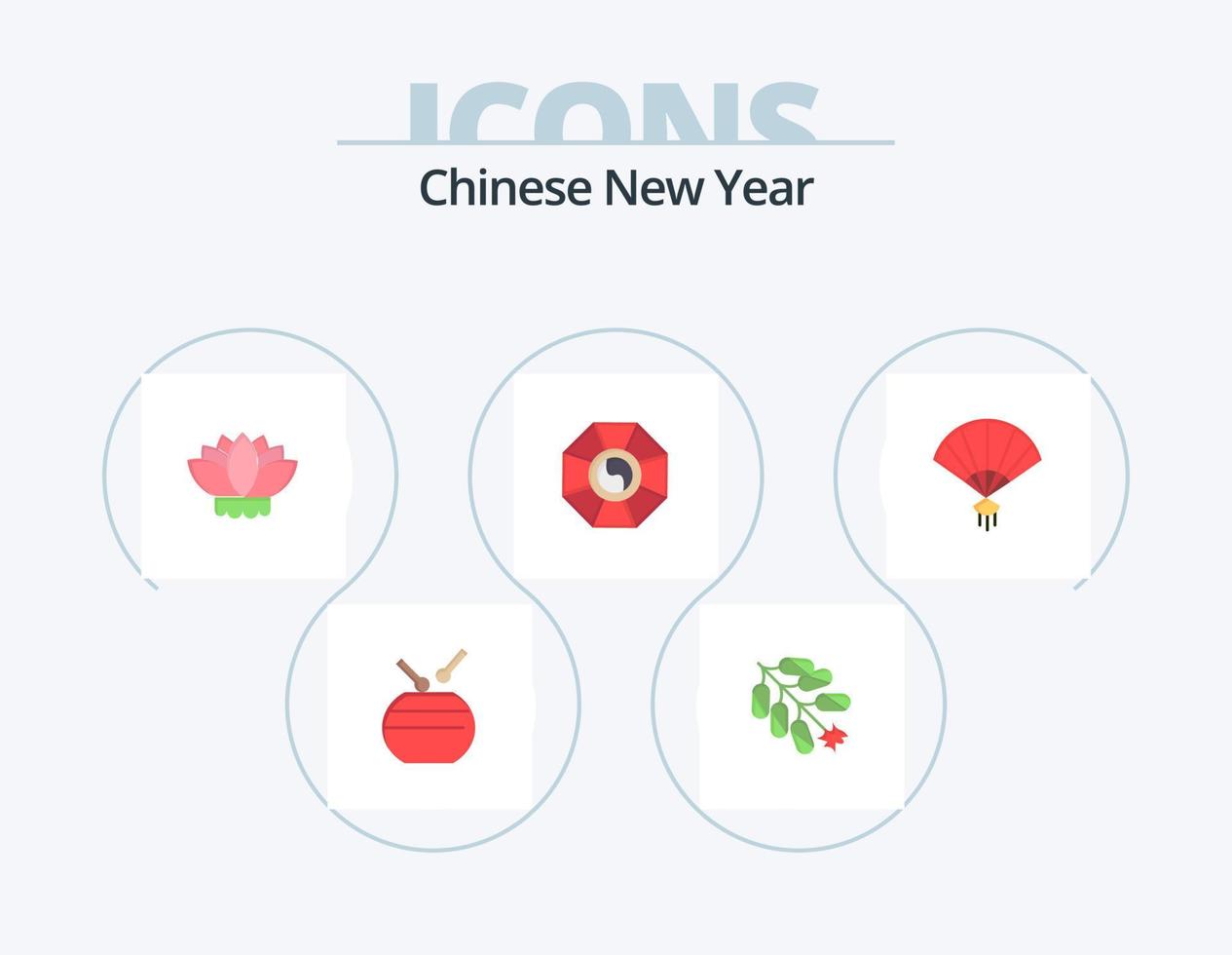 pack d'icônes plat du nouvel an chinois 5 conception d'icônes. nouvelle année. nouveau. nouvelle année. Chinois. pétard vecteur