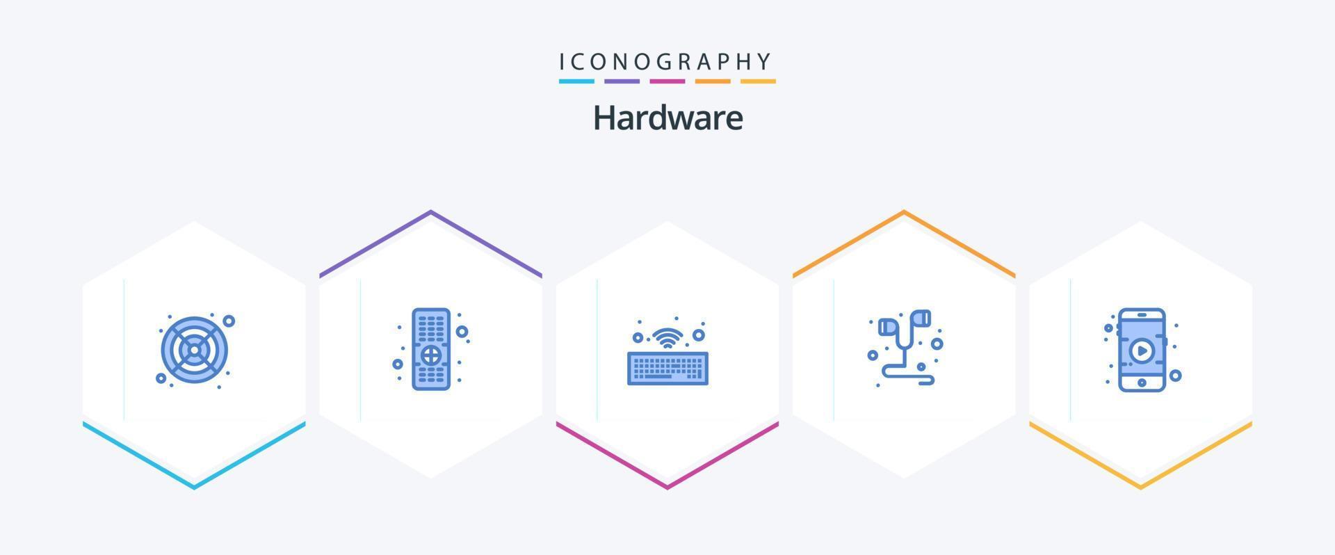 matériel 25 pack d'icônes bleues comprenant. jouer. sans fil. film. téléphone intelligent vecteur