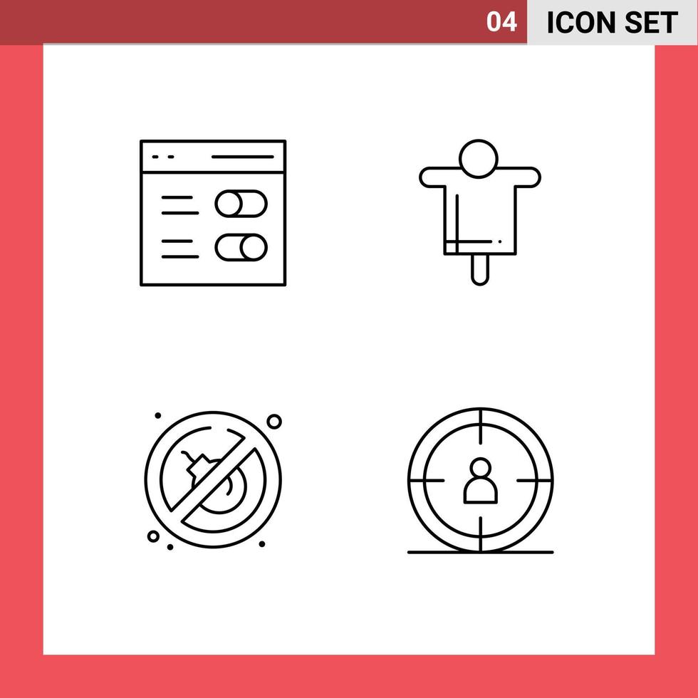 groupe de 4 couleurs plates remplies modernes définies pour la communication aucun élément de conception vectorielle modifiable seo agriculture utilisateur vecteur