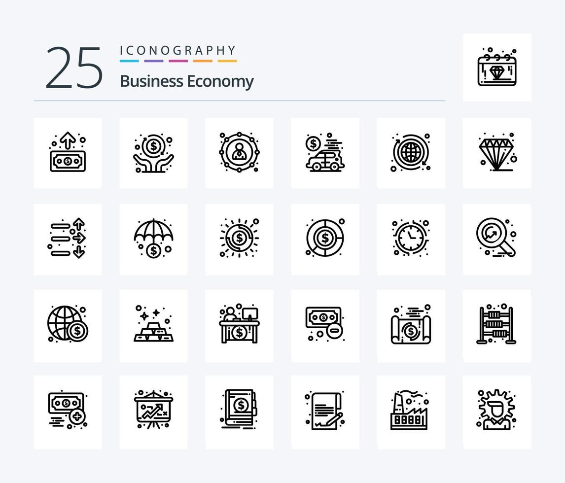 pack d'icônes de 25 lignes d'économie, y compris l'économie. argent. bancaire. économie. bancaire vecteur