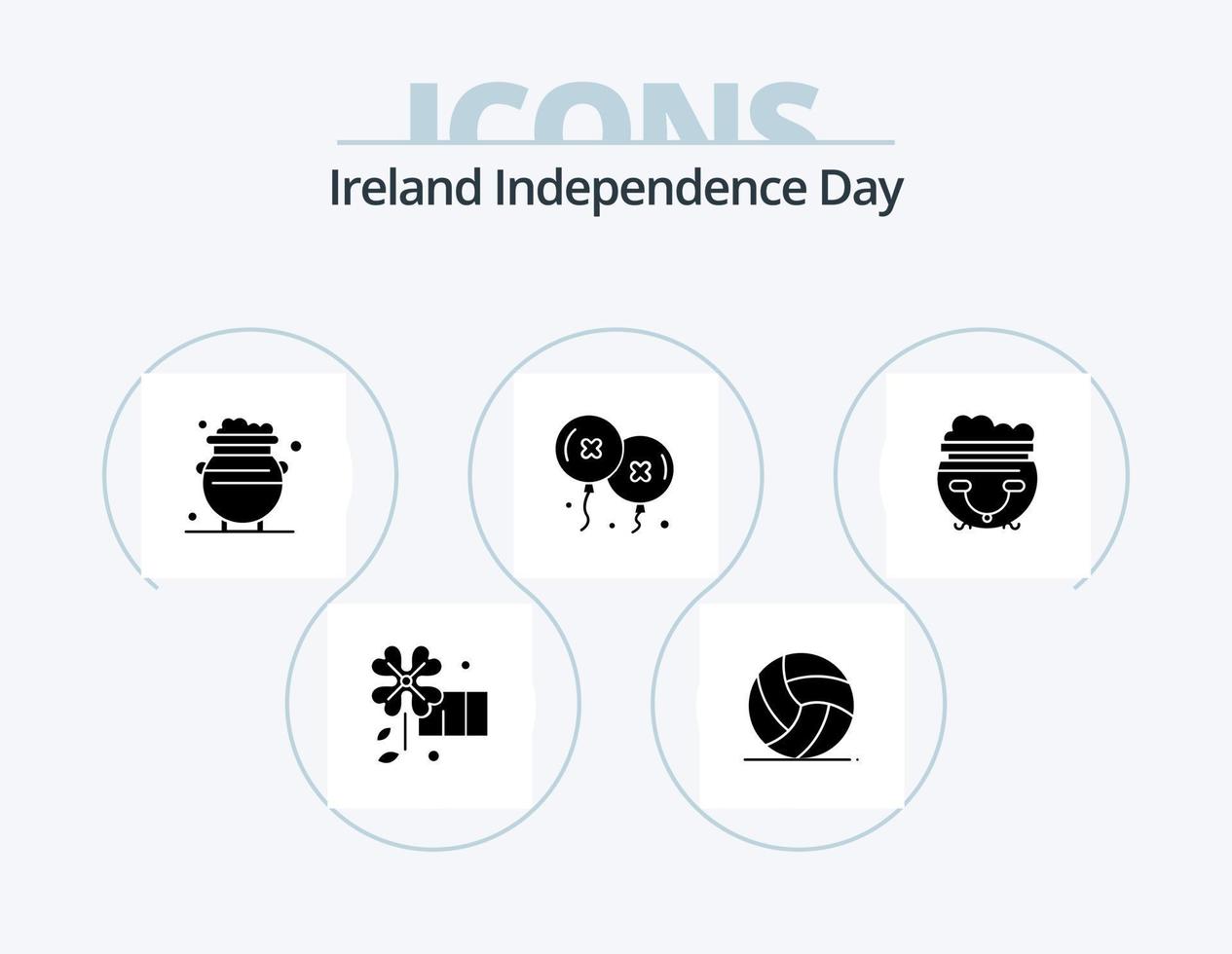 pack d'icônes de glyphe du jour de l'indépendance de l'irlande 5 conception d'icônes. pot. fête. or. anniversaire et fête. des ballons vecteur