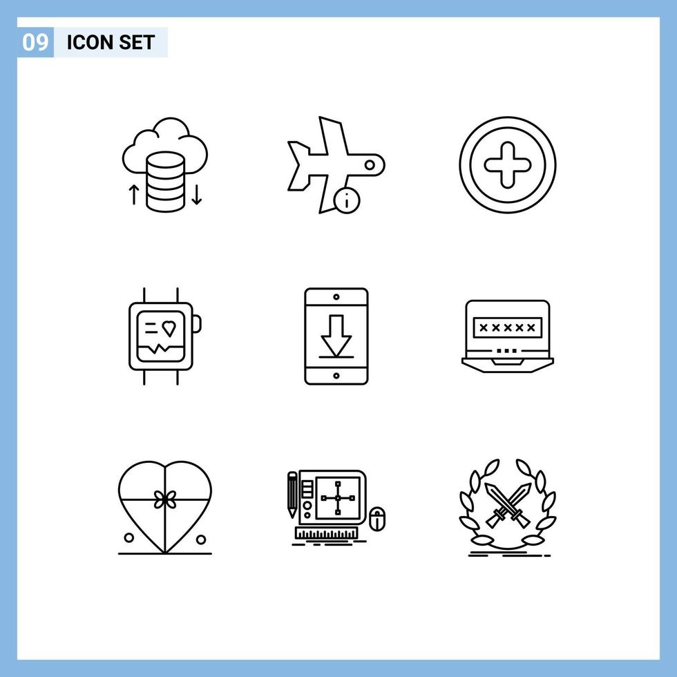 9 contours vectoriels thématiques et symboles modifiables d'appareils montre de base de téléphone portable éléments de conception vectoriels modifiables vecteur