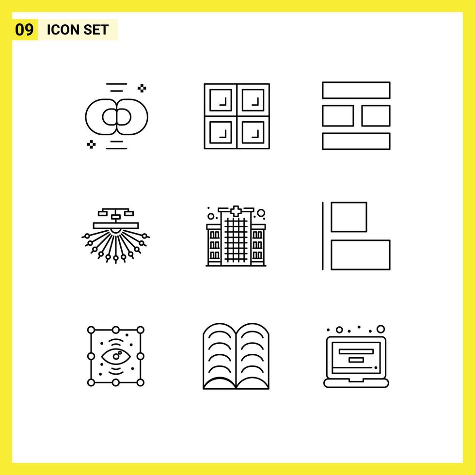 pack d'icônes vectorielles stock de 9 signes et symboles de ligne pour l'optimisation du site de collage de structure de bâtiment éléments de conception vectoriels modifiables vecteur