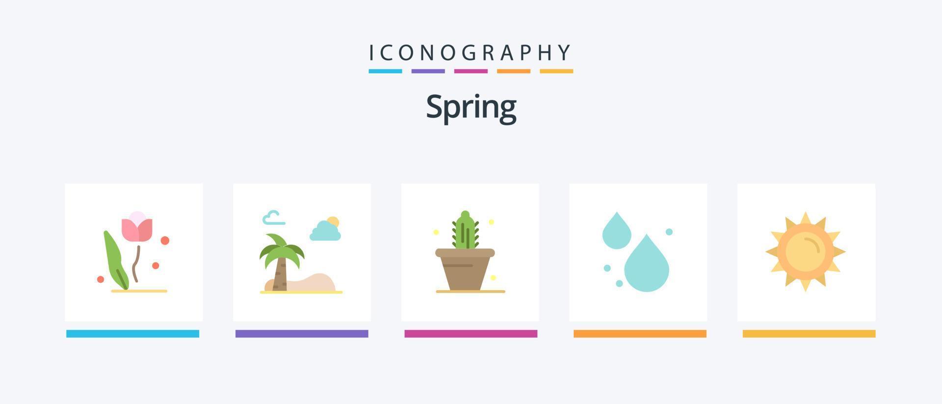 pack d'icônes printemps plat 5, y compris la luminosité. printemps. printemps. affaissement. printemps. conception d'icônes créatives vecteur