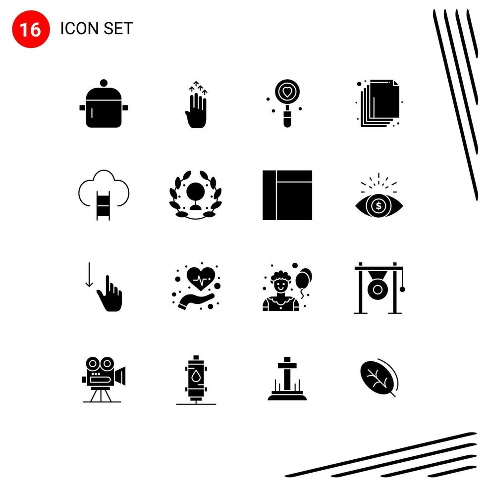 pack de 16 glyphes solides créatifs de couches organiser flèche mariage amour éléments de conception vectoriels modifiables vecteur