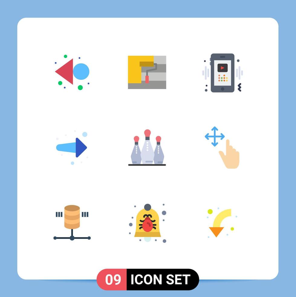 9 concept de couleur plate pour les sites Web mobiles et les applications jeu droit flèche vers l'avant éléments de conception vectoriels modifiables vecteur