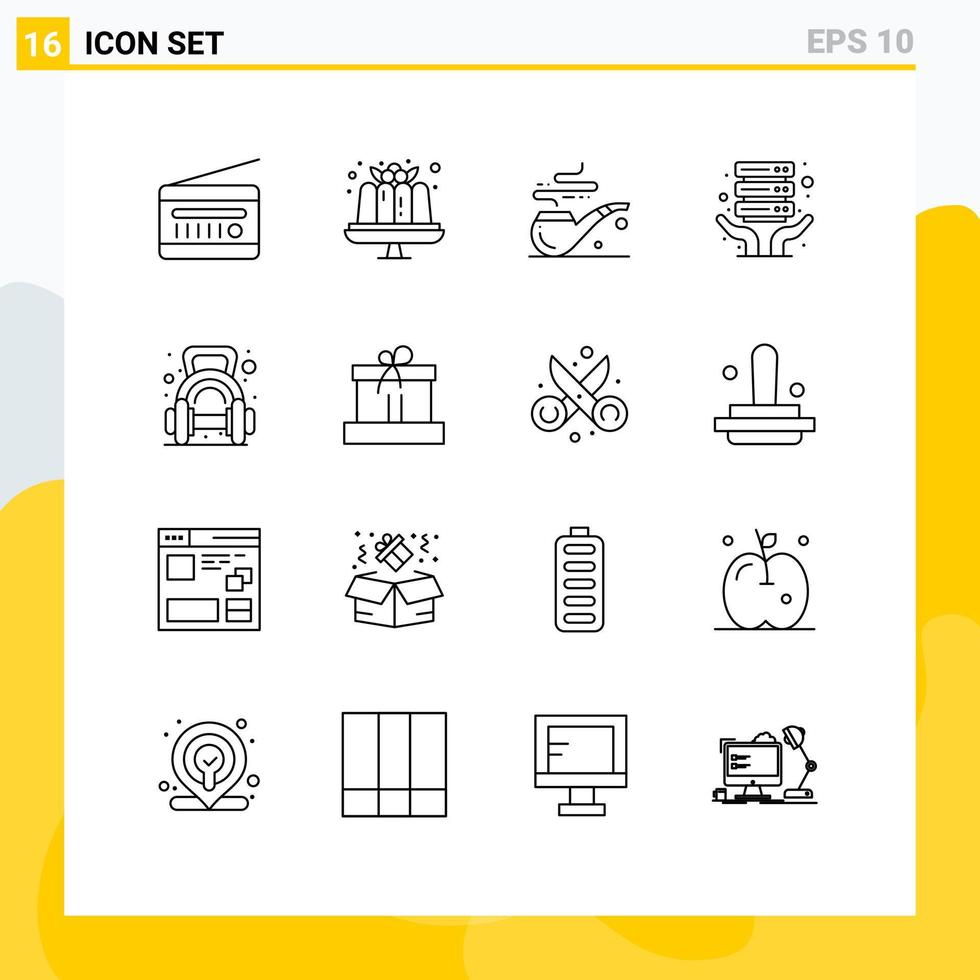 ensemble de 16 symboles d'icônes d'interface utilisateur modernes signes pour les bonbons d'exercice de poids hébergement internet partagé éléments de conception vectoriels modifiables vecteur