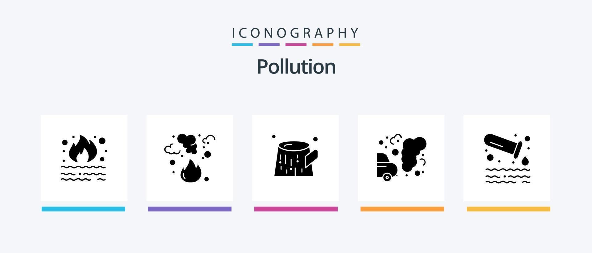 pack d'icônes de glyphe de pollution 5 comprenant. tube. voiture. tube. gaz. conception d'icônes créatives vecteur