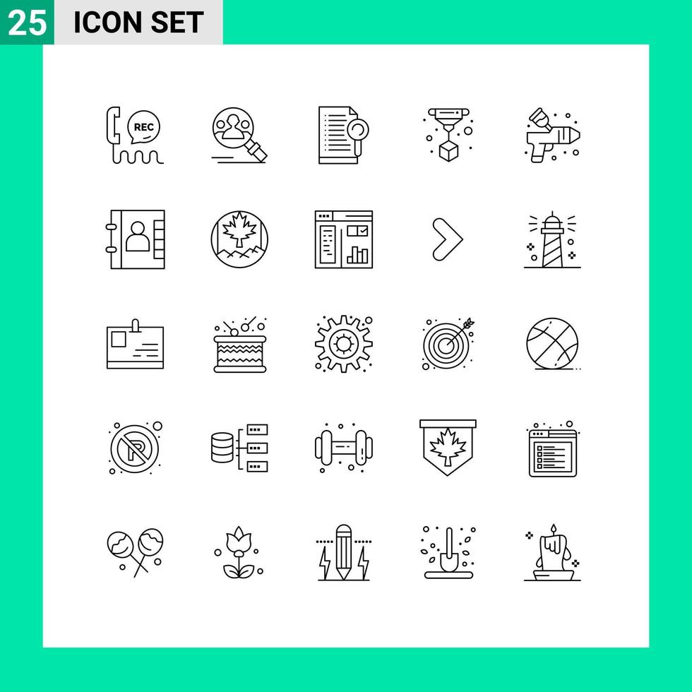 pack d'icônes vectorielles stock de 25 signes et symboles de ligne pour les éléments de conception vectoriels modifiables du serveur d'impression de l'utilisateur de la technologie couleur vecteur