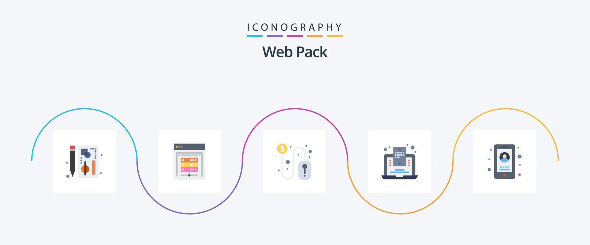 pack web plat 5 pack d'icônes, y compris les entreprises. bloguer. stockage de données. blogueur. souris vecteur