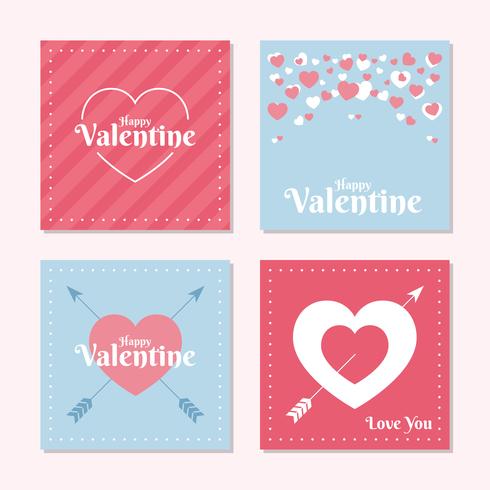 Set de modèles de carte Valentine amour vecteur