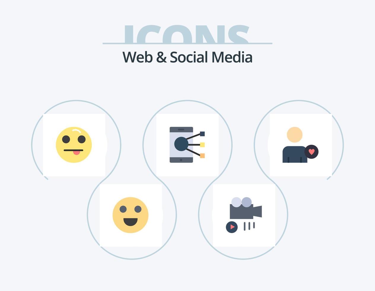 pack d'icônes plat web et médias sociaux 5 conception d'icônes. . aimer. content. homme. téléphone vecteur