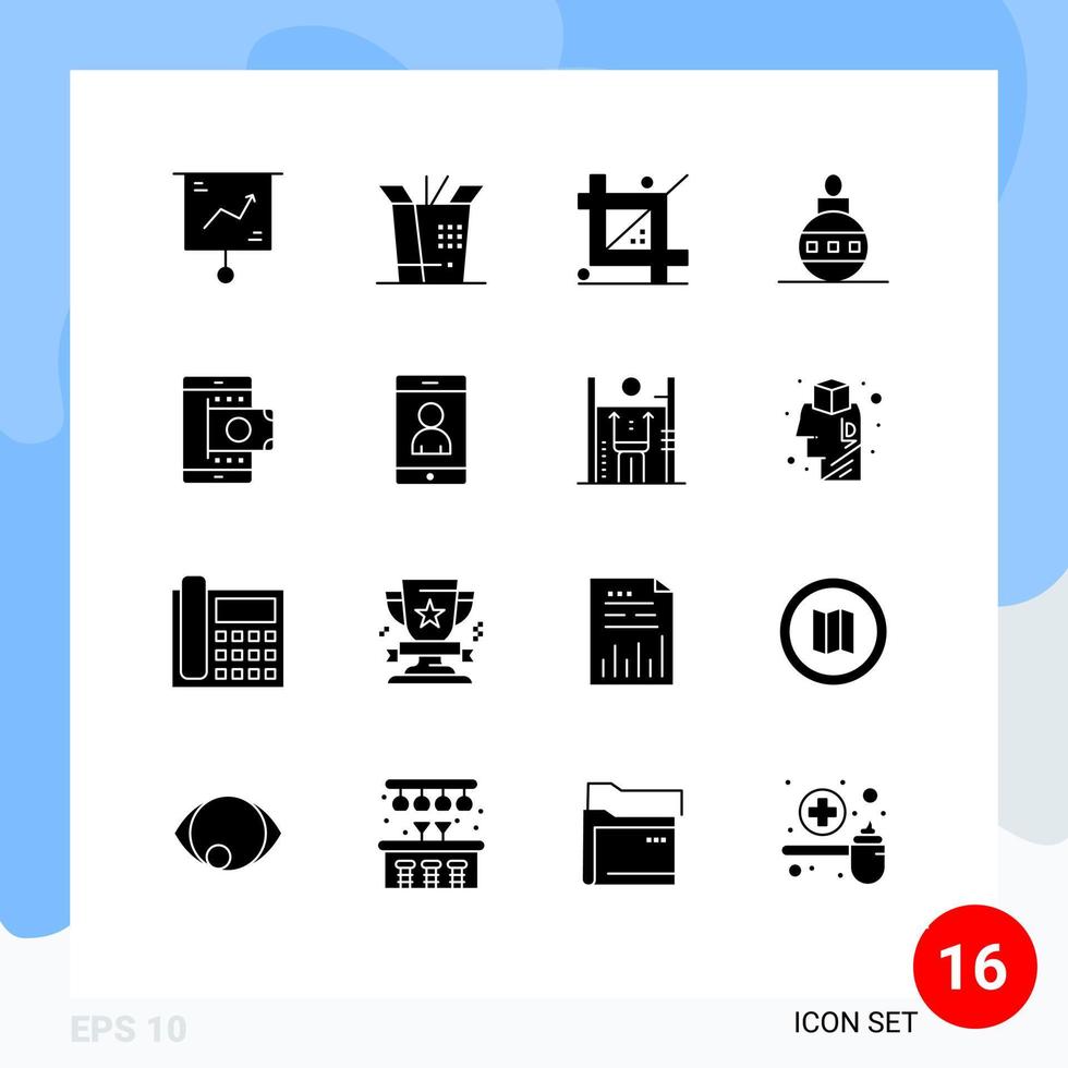 interface mobile glyphe solide ensemble de 16 pictogrammes d'éléments de conception vectoriels modifiables de globe de culture de vacances en ligne vecteur