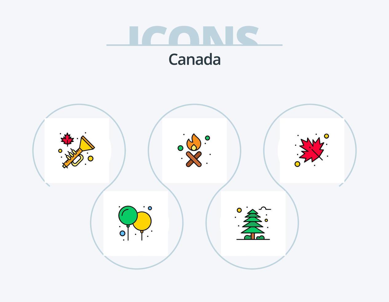 pack d'icônes remplies de ligne canada 5 conception d'icônes. hiver. froid. Canada. étoile. médaille vecteur