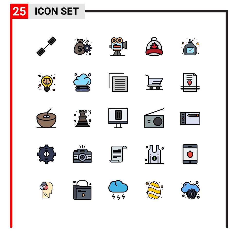 pack d'icônes vectorielles stock de 25 signes et symboles de ligne pour les éléments de conception vectoriels modifiables professionnels du bouchon de caméra feuille de bouteille vecteur
