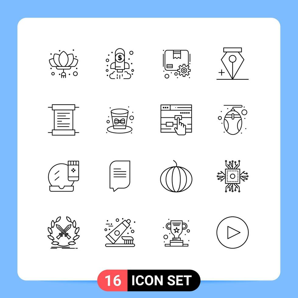 16 icônes créatives signes et symboles modernes de la finance d'ancrage en papier ajouter des éléments de conception vectoriels modifiables par colis vecteur