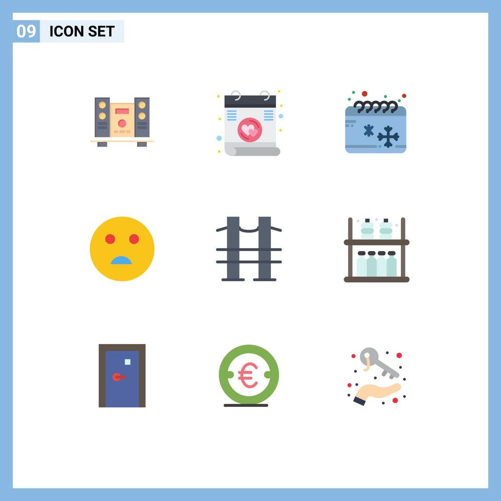 pack d'interface utilisateur de 9 couleurs plates de base d'emojis de pont froid de voyage sur route éléments de conception vectoriels modifiables vecteur