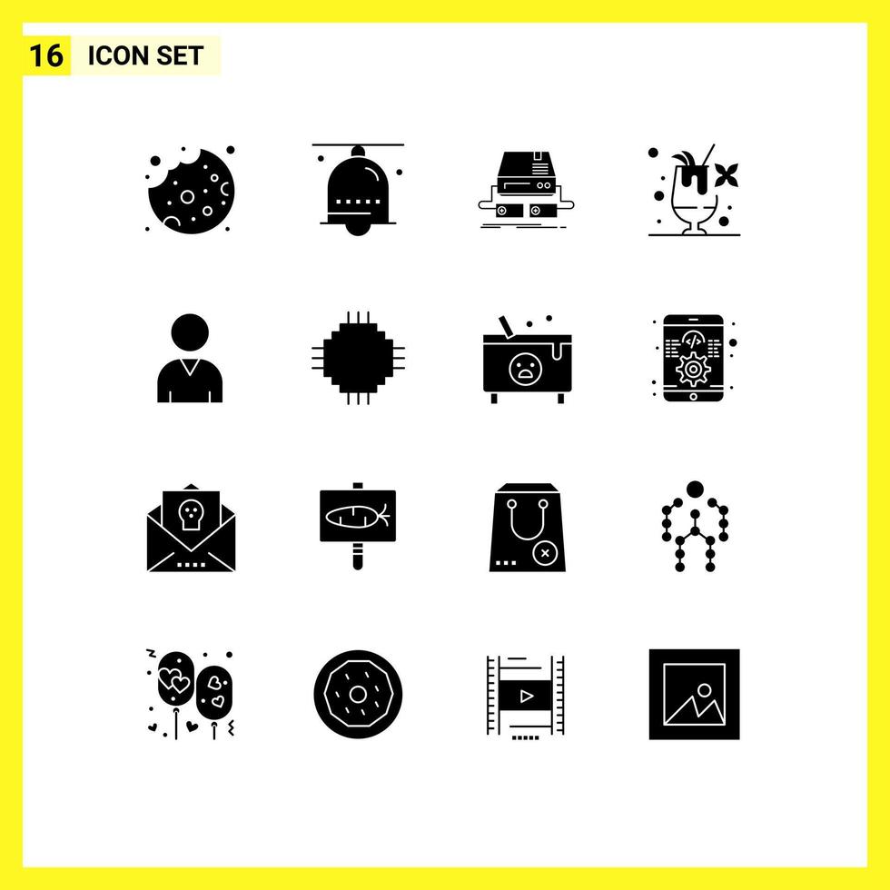 16 icônes créatives signes et symboles modernes de ressources console de boisson éléments de conception vectoriels modifiables vecteur