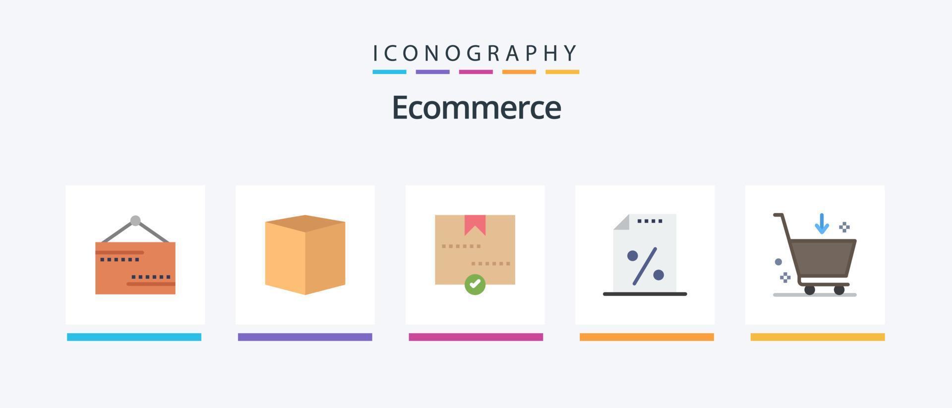 pack d'icônes plat 5 de commerce électronique, y compris acheter. paiement. approuver. finance. colis. conception d'icônes créatives vecteur