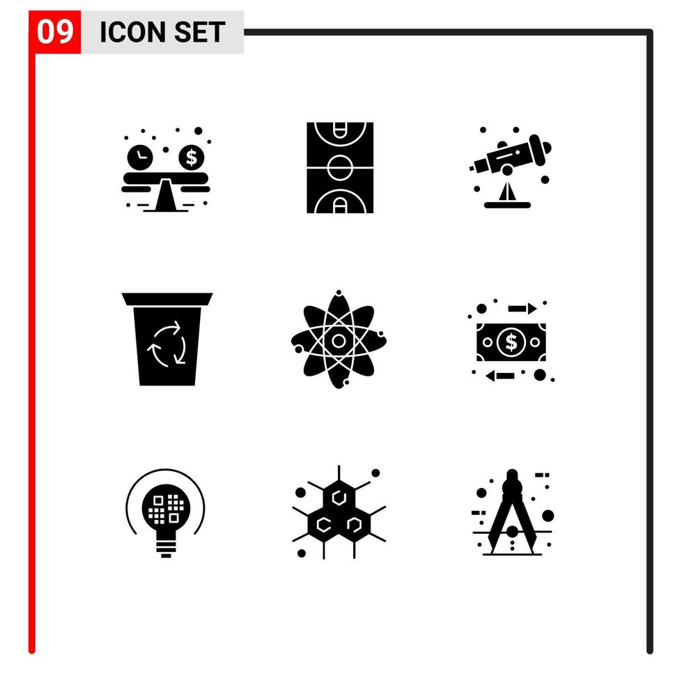 pack d'icônes vectorielles stock de 9 signes et symboles de ligne pour la chimie astronomie nucléaire atome été éléments de conception vectoriels modifiables vecteur