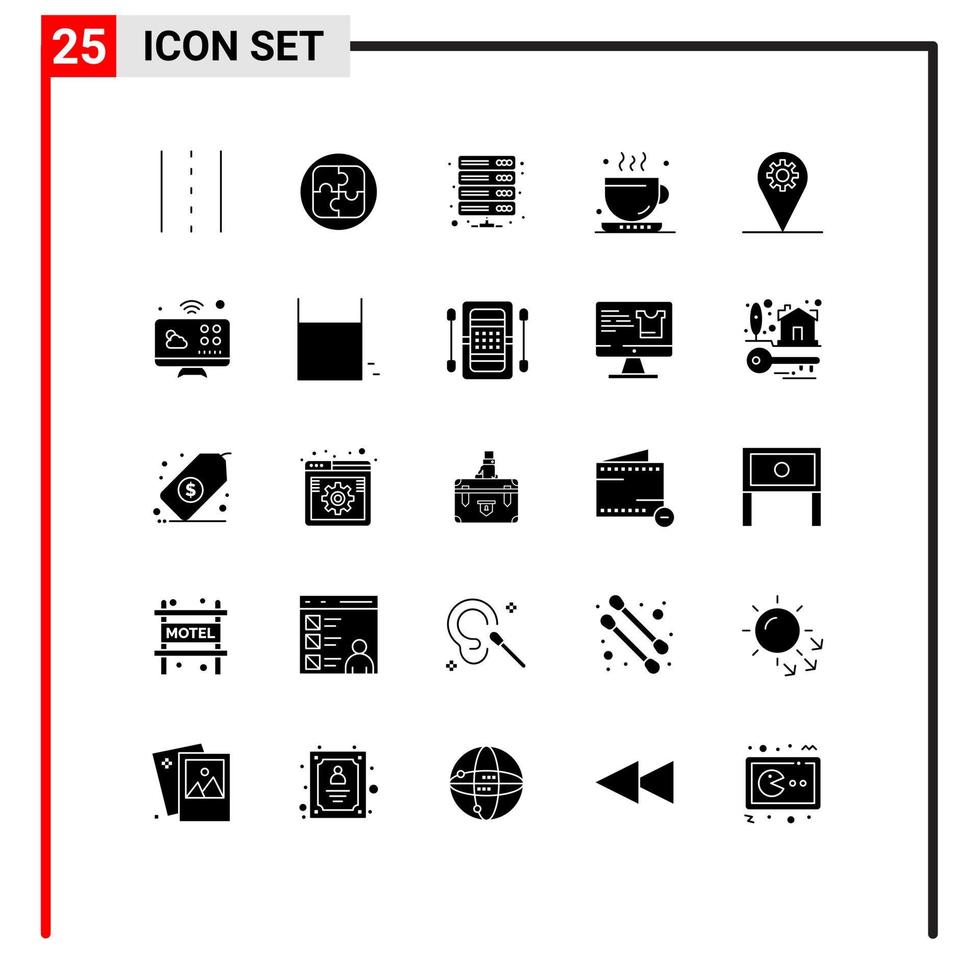 ensemble de 25 symboles d'icônes d'interface utilisateur modernes signes pour solution de boisson au thé stockage de café éléments de conception vectoriels modifiables vecteur