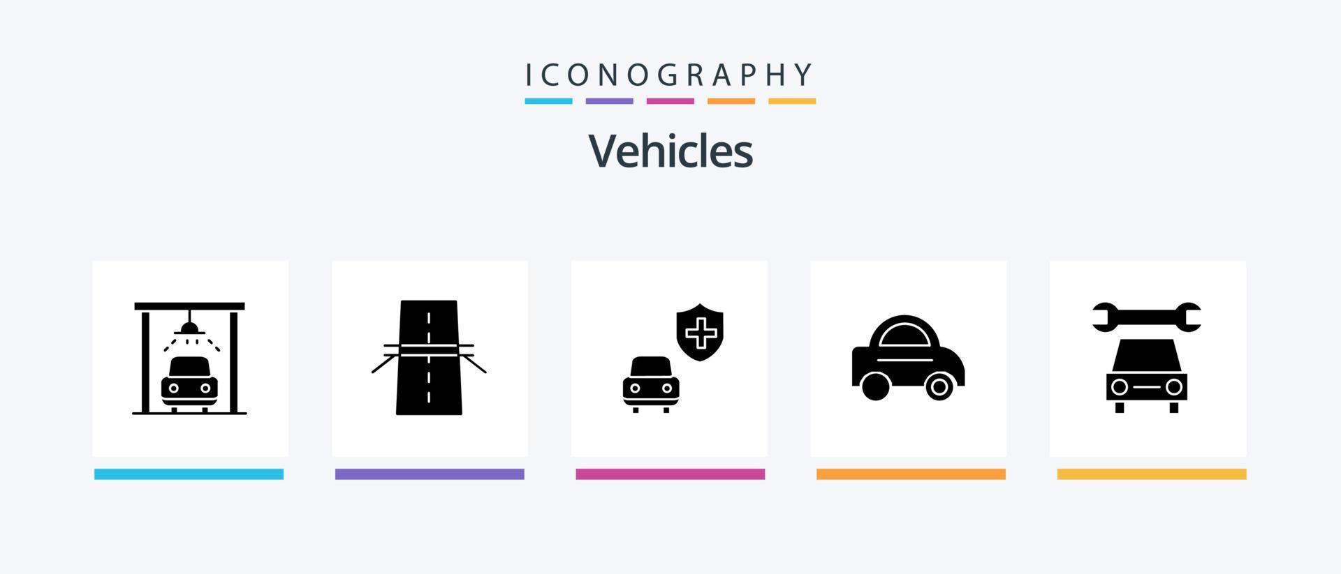 pack d'icônes glyphe 5 de véhicules comprenant. réparation. voiture. voiture. véhicule. conception d'icônes créatives vecteur