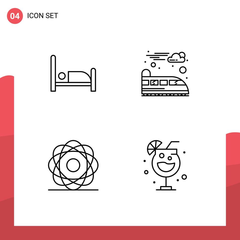 groupe de 4 signes et symboles de couleurs plates remplies pour les éléments de conception vectoriels modifiables de nuit d'atome électrique d'orbite d'hôpital vecteur