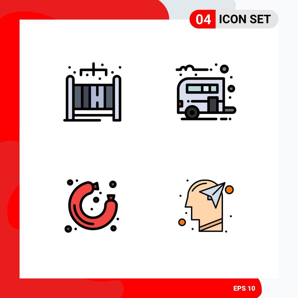 groupe de 4 signes et symboles de couleurs plates remplies pour les éléments de conception vectoriels modifiables de tête de transport de camp de magasin à domicile vecteur