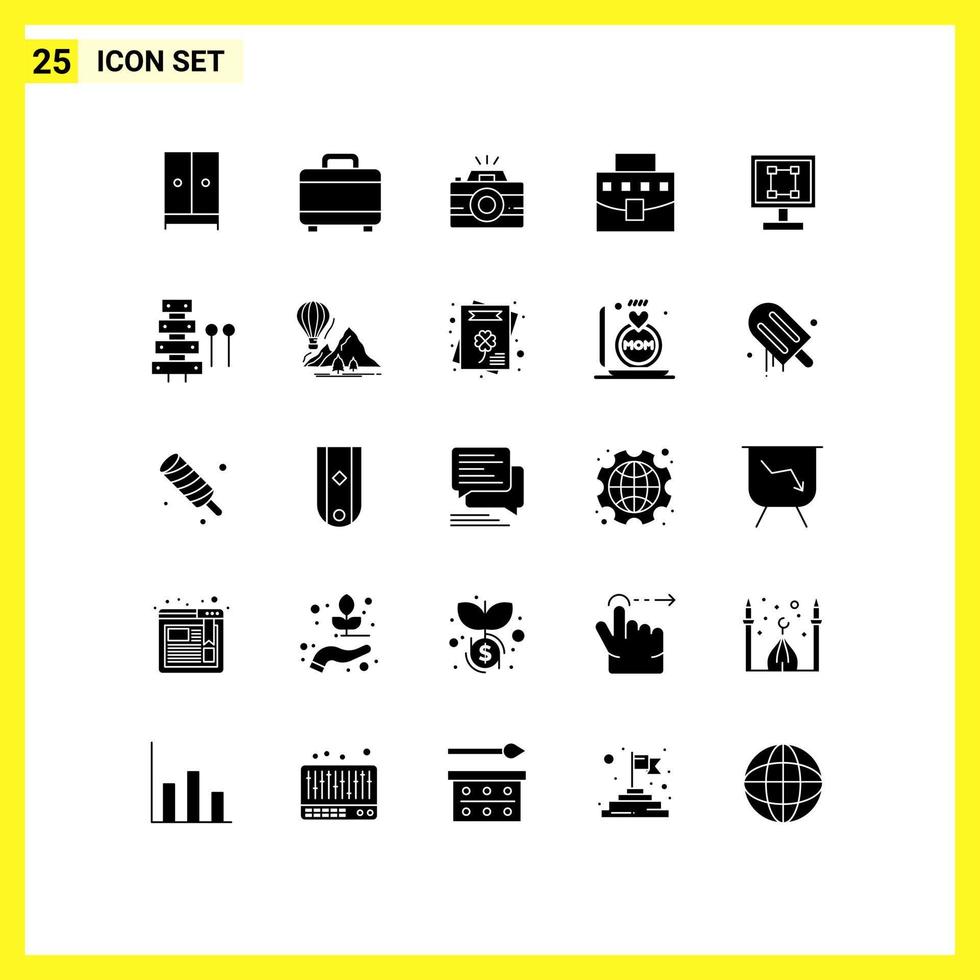 ensemble de 25 symboles d'icônes d'interface utilisateur modernes signes pour les éléments de conception vectoriels modifiables de l'utilisateur professionnel de la caméra de bureau graphique vecteur
