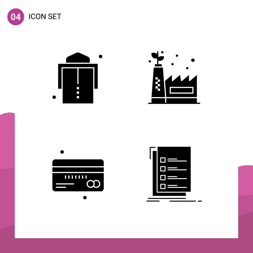 4 icônes créatives signes et symboles modernes de carte de débit de ceinture eco fabrication chèque éléments de conception vectoriels modifiables vecteur