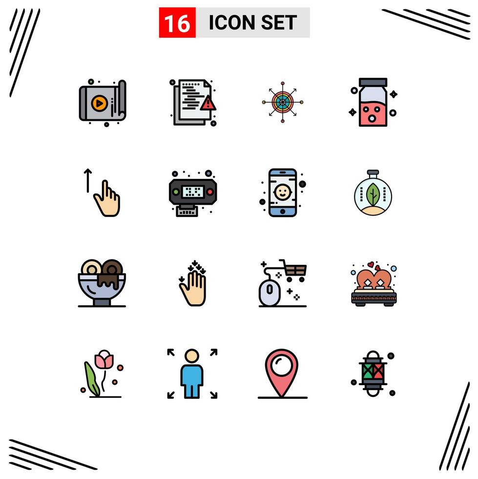 16 lignes remplies de couleurs plates vectorielles thématiques et symboles modifiables des éléments de conception vectoriels créatifs modifiables de cible de protection des médicaments de santé vecteur