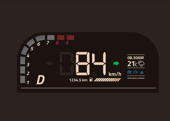 Vecteur de tableau de bord voiture UI numérique